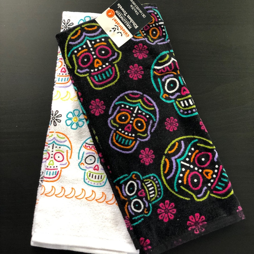 Sugar Skull Kitchen/ Bath Hand Towels 2pk